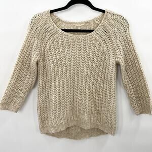 Knitted & Knotted Anthropologie Sweater Knitted and Gold Sequin Detail Womens S